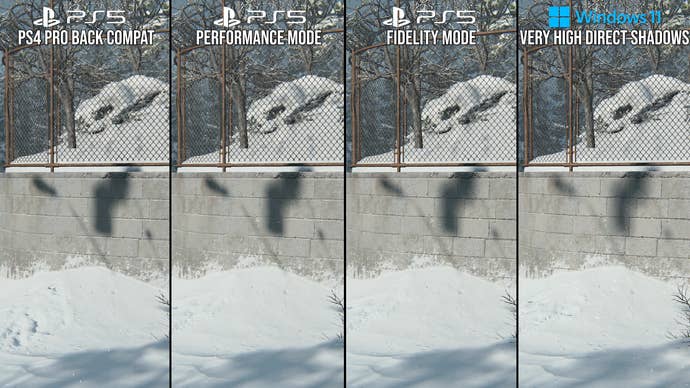 shadow quality ps5 vs pc comparison in the last of us part two, but with different options