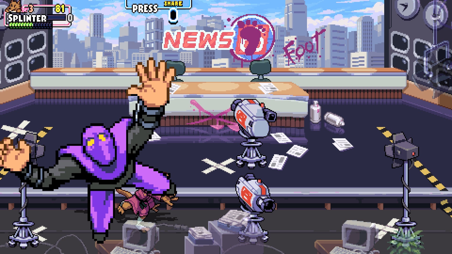 The downwards throw being used in TMNT: Shredder&rsquo;s Revenge