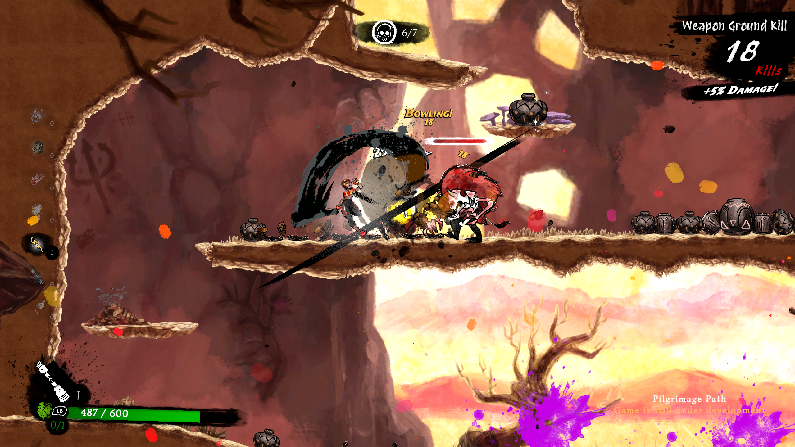 Landing a melee attack on a skeletal enemy in the Talaka demo.