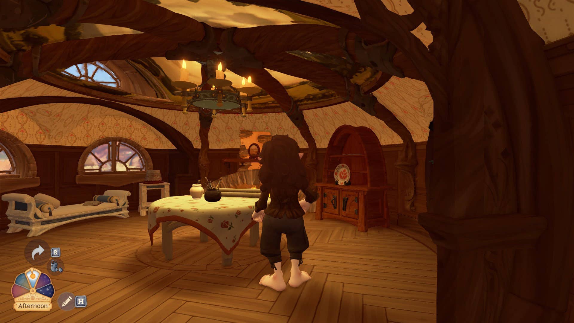 A decorated room in the player's hobbit hole in Tales of the Shire.