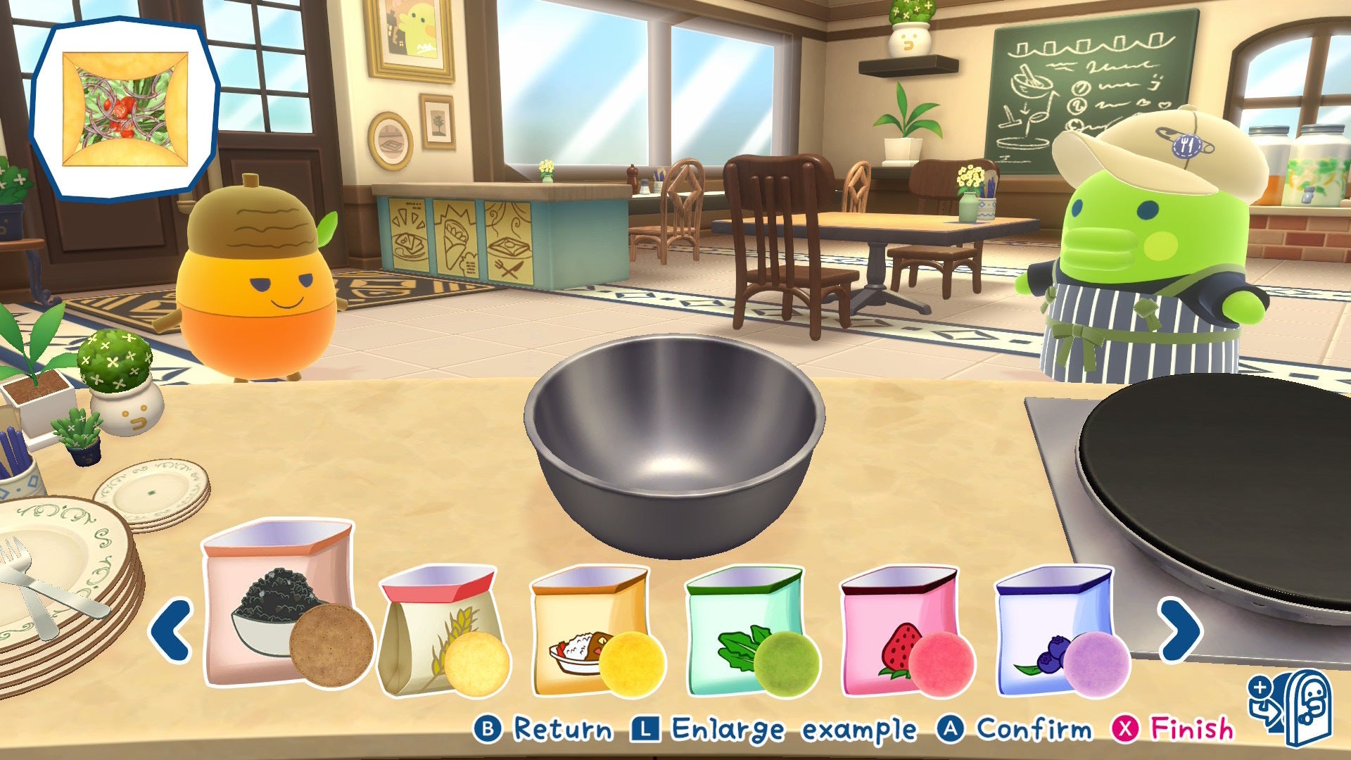 The player serves Guriguritchi a galette in the Galette Shop in Tamagotchi Plaza - 10