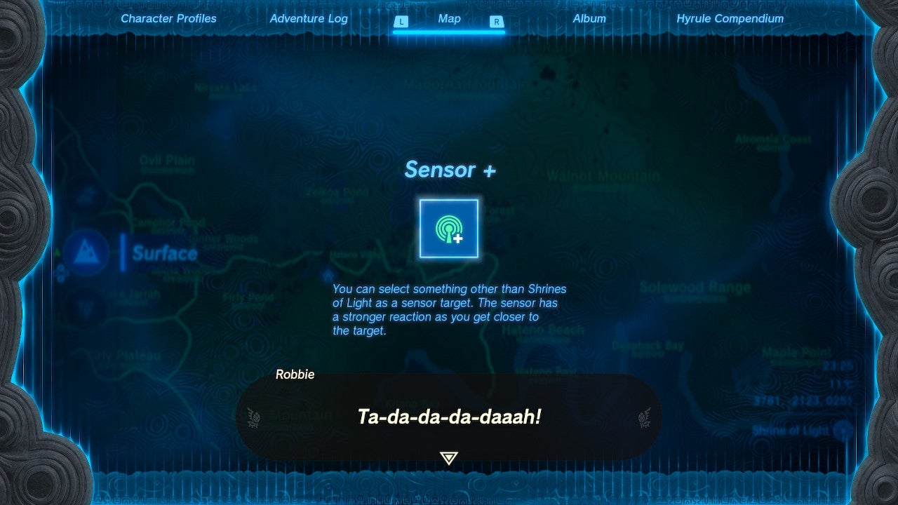 Link unlocking Sensor + for the Purah Pad in Tears of the Kingdom.