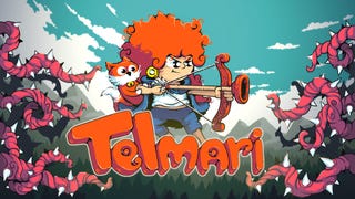 Artwork for Telmari, featuring a red-haired girl firing a toilet plunger bow at thorny roots