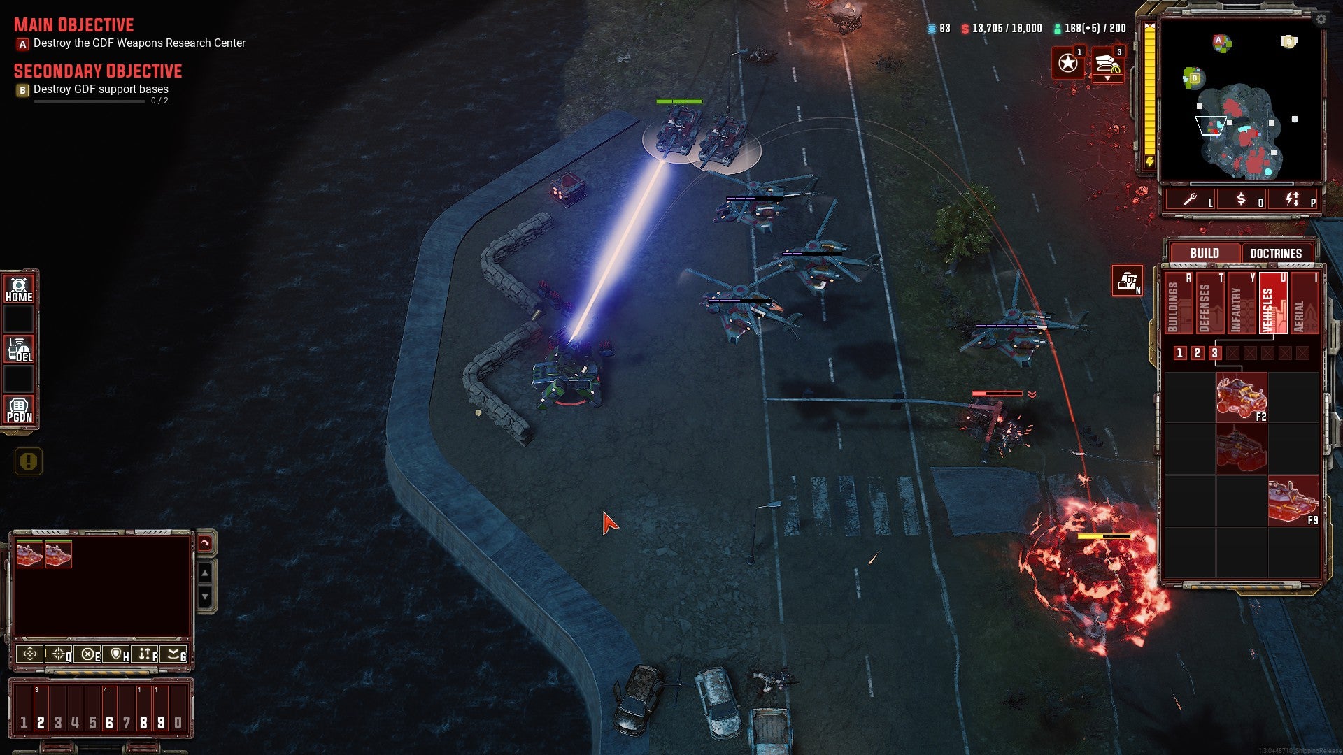 Tanks and helicopters gang up on a mechanical walker unit in Tempest Rising.