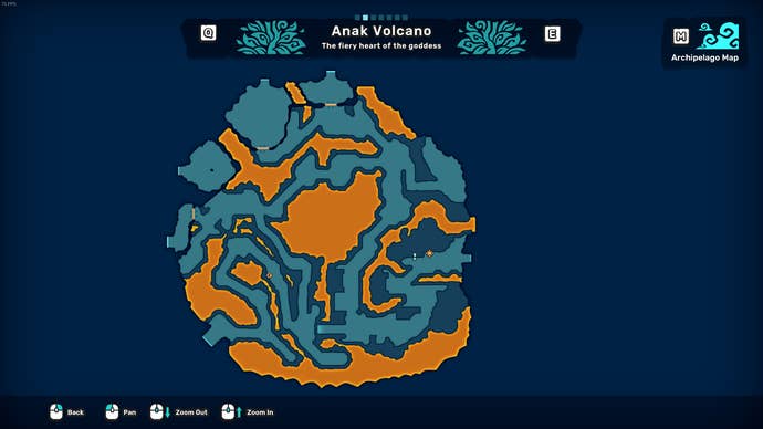 A map of Anak Volcano in Temtem