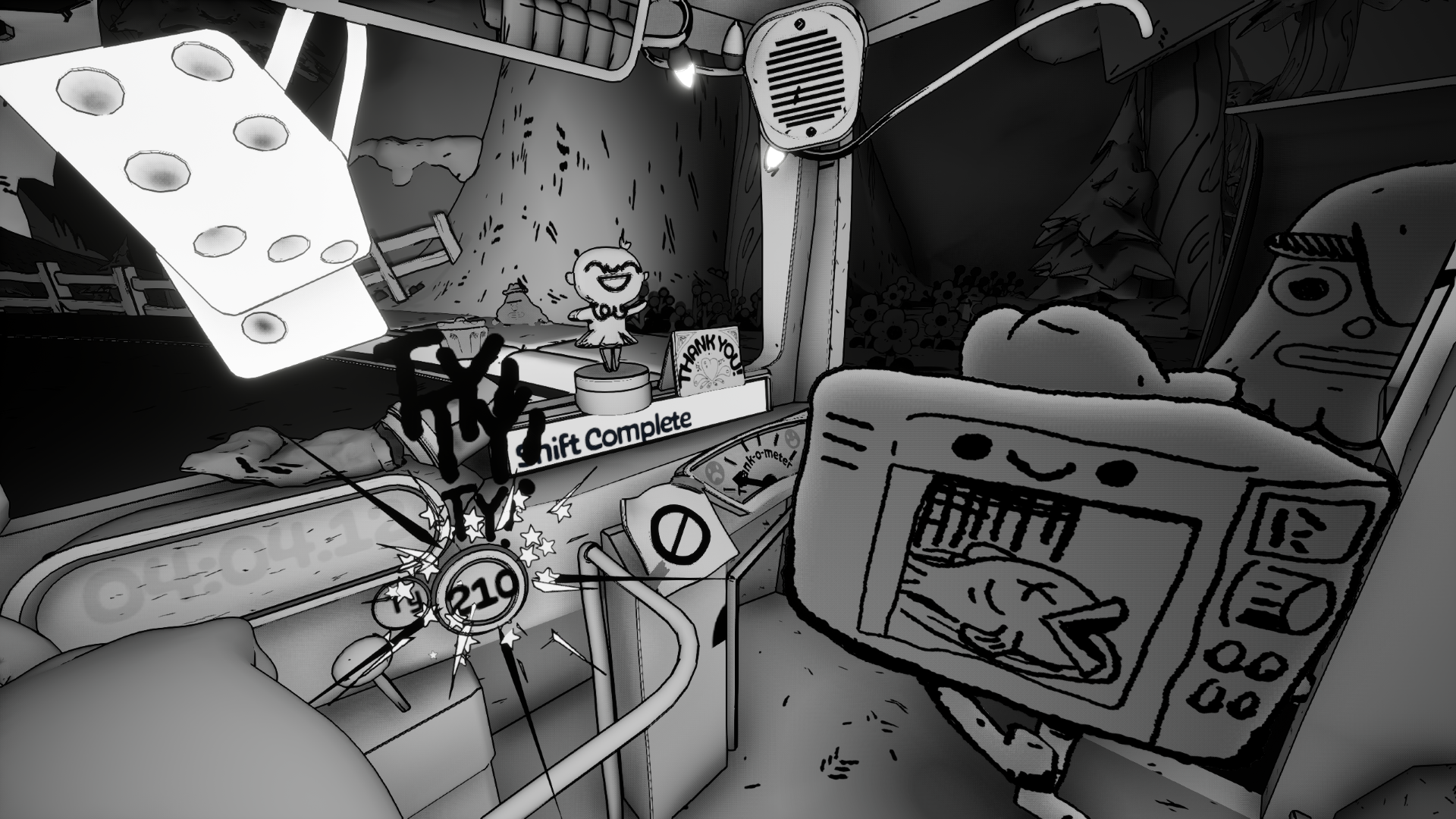 Departing passengers give multiple Thank Yous to the player in Thank You Bus Driver.
