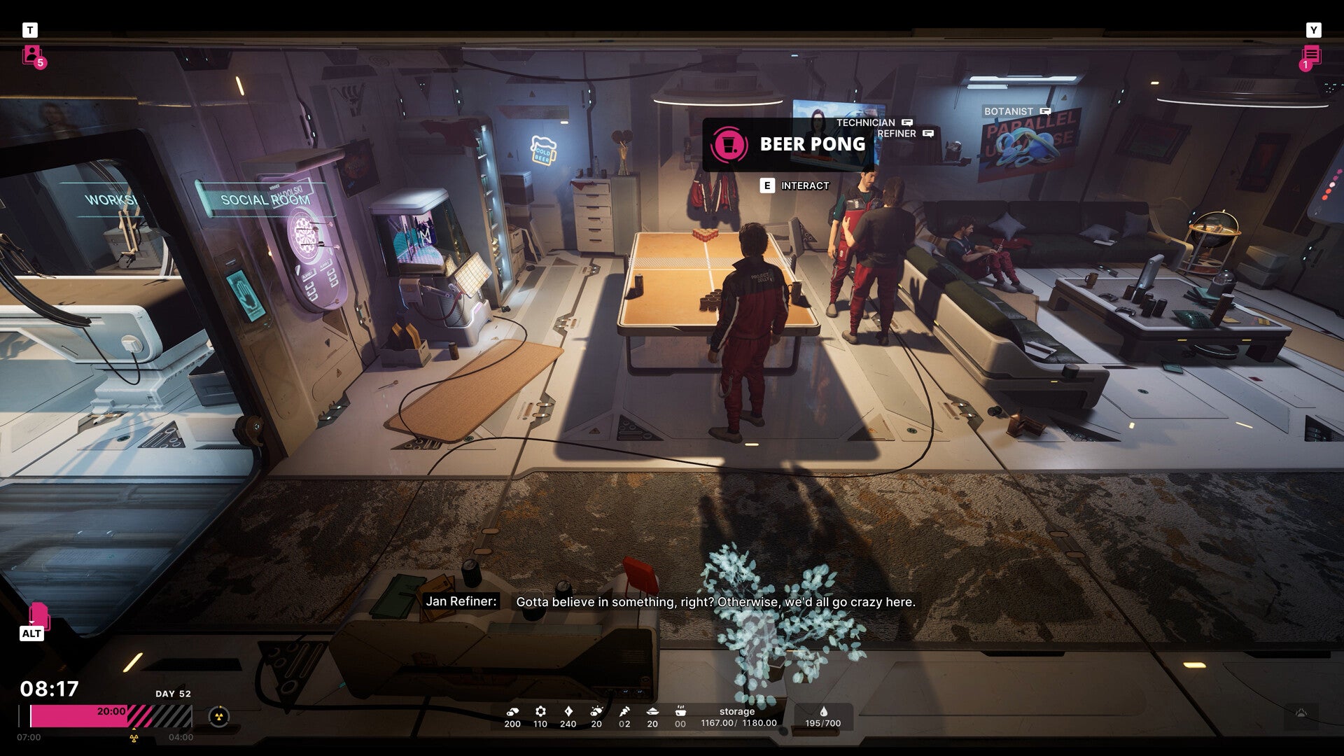 Characters can be seen playing beer pong in The Alters - 36