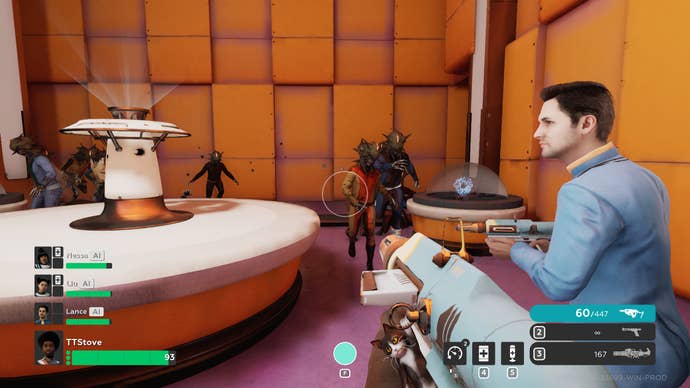 Shooting aliens in The Anacrusis.