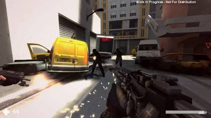 A firefight in a street in the cancelled game The Crossing