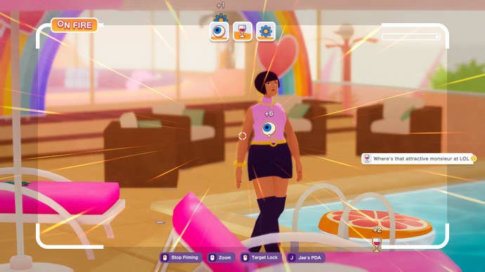 A fashionable woman walks past a pool and the audience loves it in The Crush House.