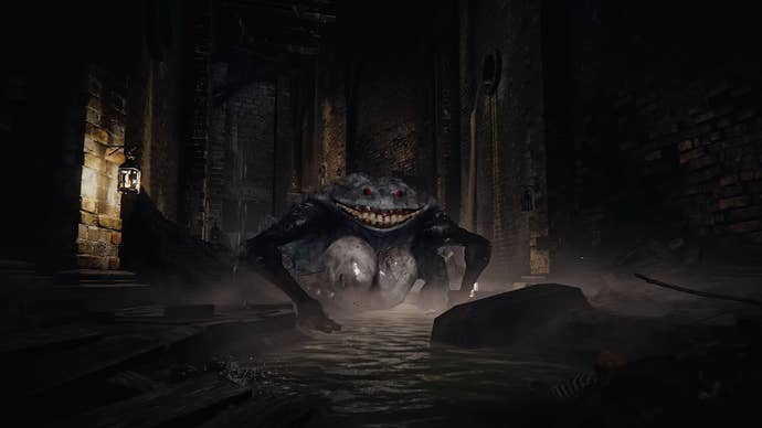 The Duskbloods screenshot showing a giant toad with huge breasts