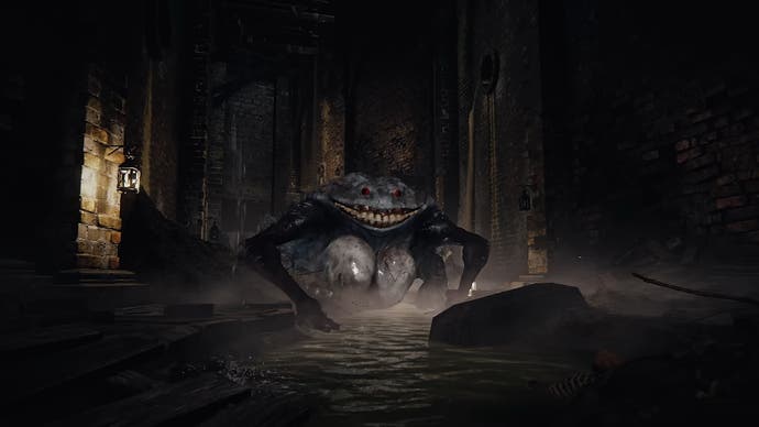 The Duskbloods screenshot showing a giant toad with huge breasts