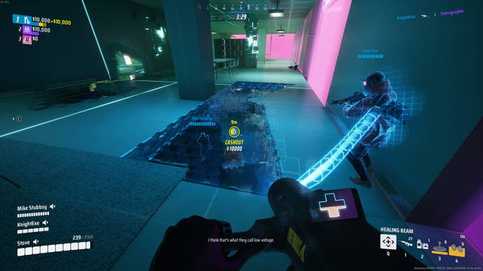 Healing a teammate while looking through a Dematerializer gap in The Finals season 2.