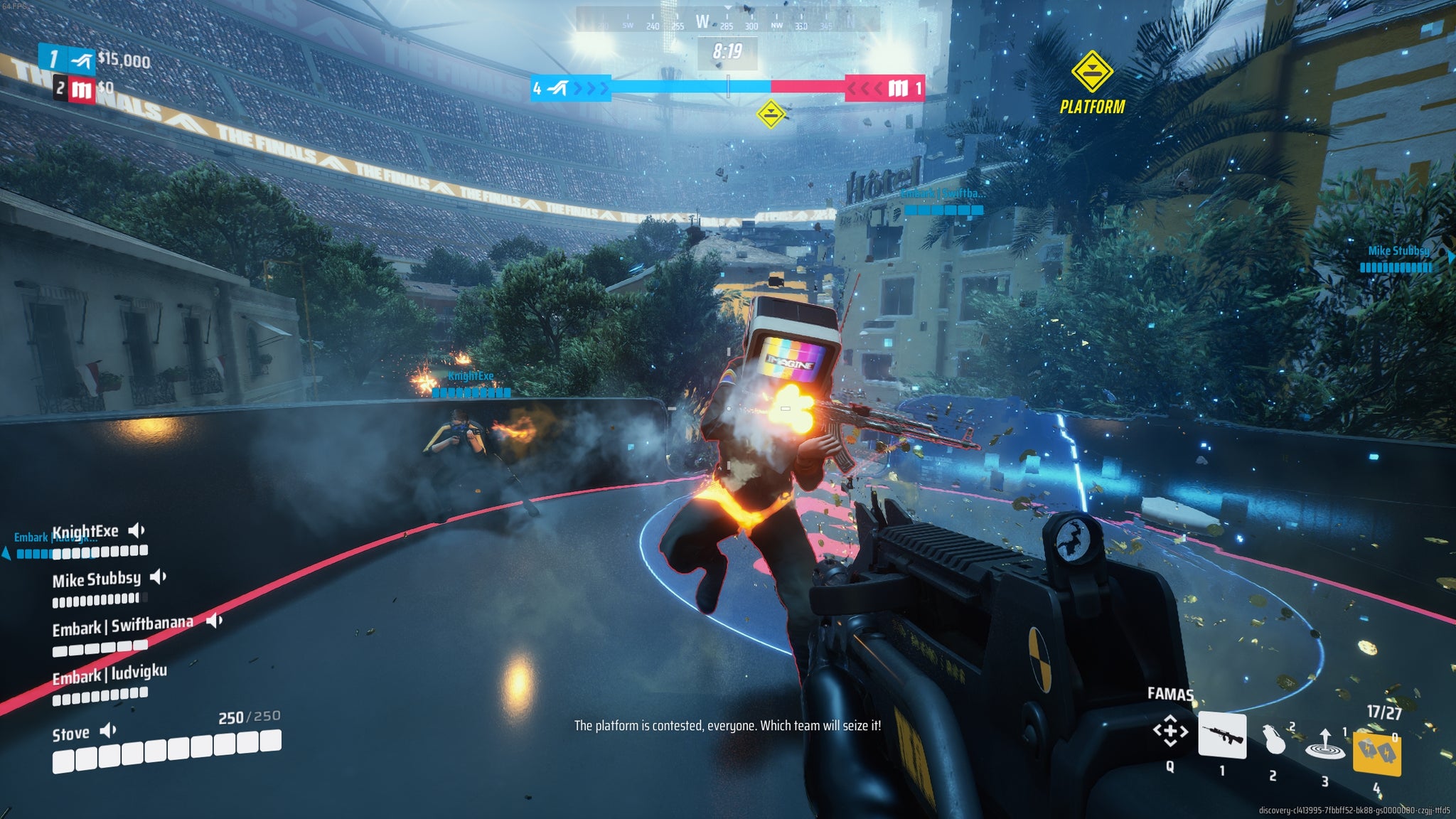 Defending the platform from attacking players in The Finals's Power Shift mode. - 7