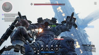 Fighting a colossal Grave Walker in The First Descendant.