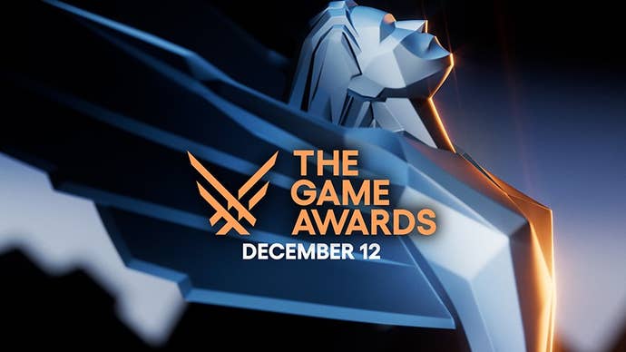 A promo image for The Game Awards 2025, showing a CG version of the trophy against a blue background.