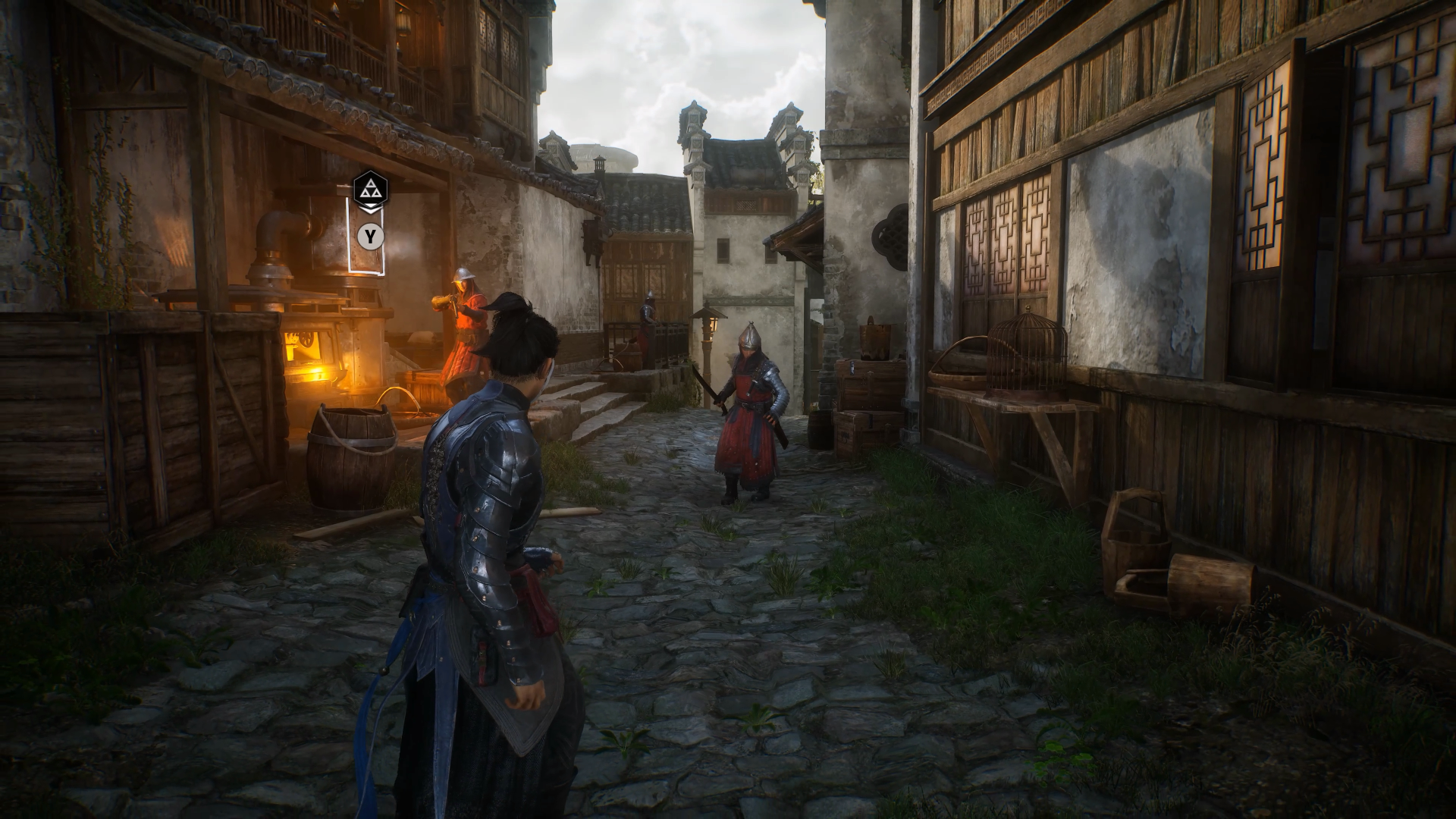 In The God Slayer, two human soldiers prepare to attack Cheng in a side street. - 5