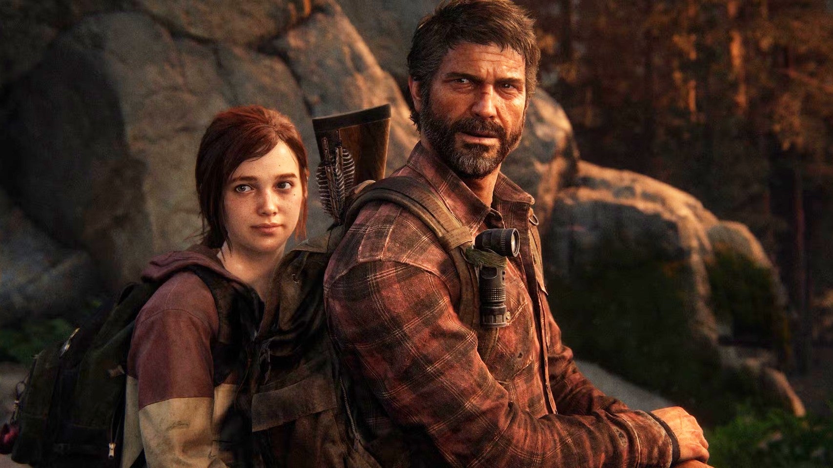 The Last of Us Part 1 screenshot showing Joel and Ellie on the back of horse