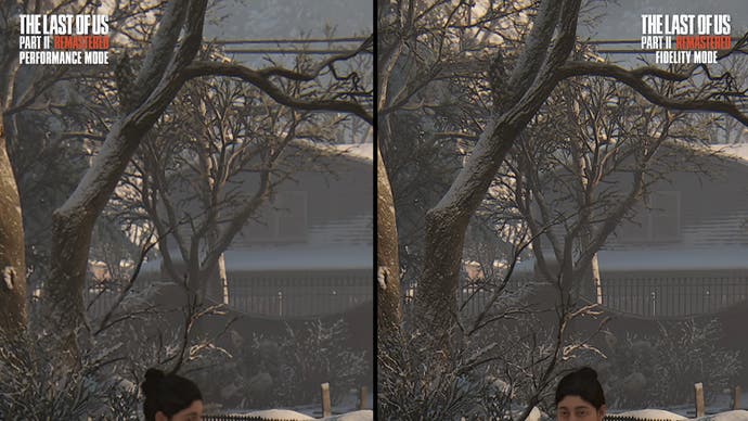 last of us part 2 remastered performance vs fidelity mode: tree detail