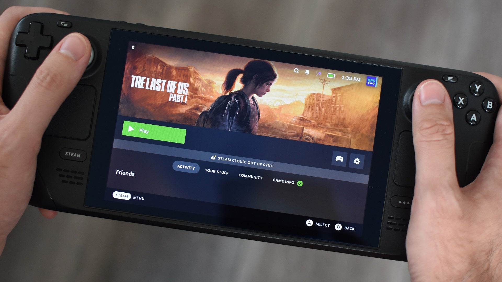 The Last of Us Part I's Steam Store page, on the Steam Deck, showing its Steam Deck Verified rating. - 3