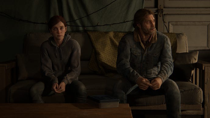 Ellie and Tommy beryllium awkwardly connected a sofa successful The Last of Us Part II Remastered.