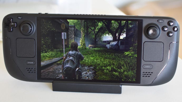 The Last of Us Part II Remastered moving connected a Steam Deck OLED.