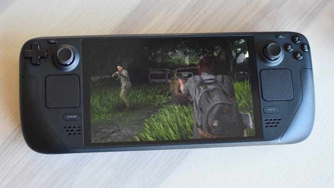 The Last of Us Part II Remastered moving connected a Steam Deck OLED.