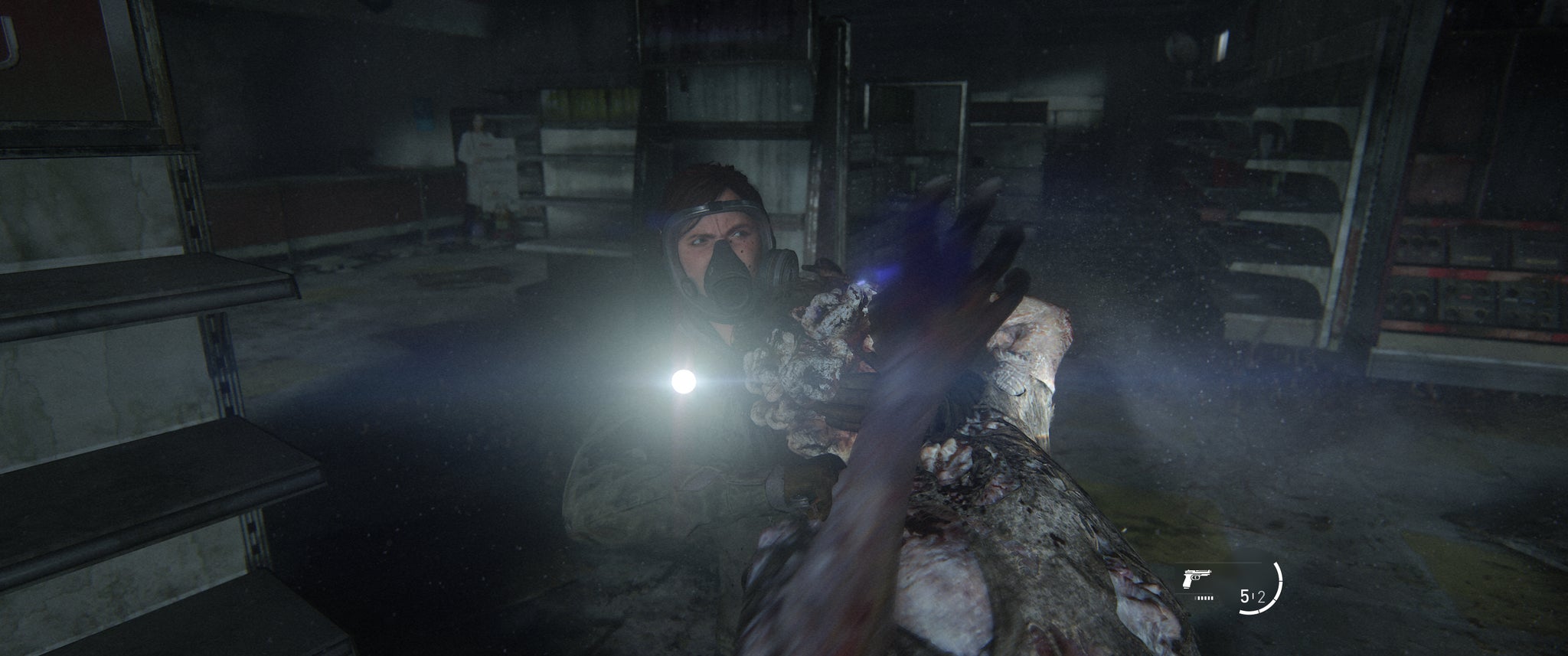 Ellie stealth-kills an Infected in The Last of Us Part II Remastered, running in ultrawide. - 6