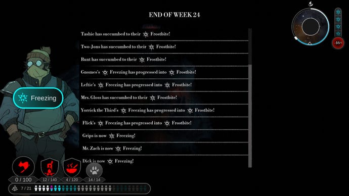 A long list of frozen crew member’s names in The Pale Beyond