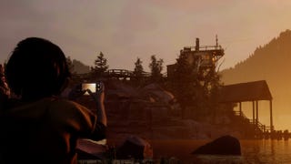 Kaitlyn takes a photo overlooking Hackett's Quarry in slasher-narrative game, The Quarry.
