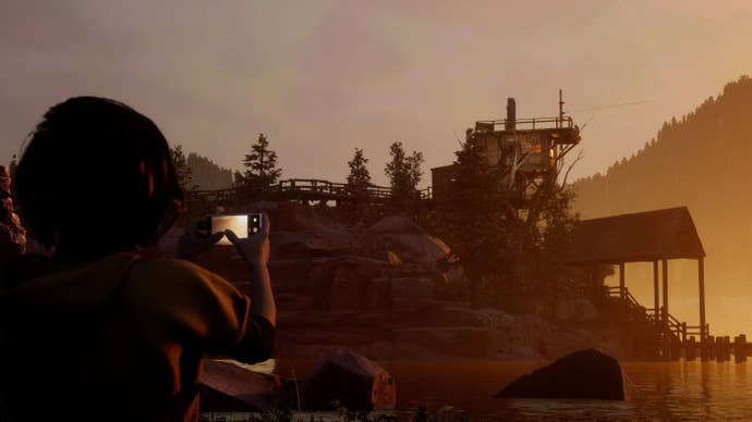 Kaitlyn takes a photo overlooking Hackett’s Quarry in slasher-narrative game, The Quarry.
