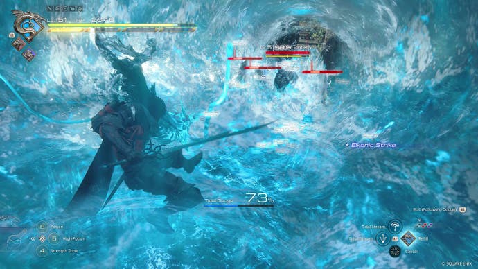 Clive creates a water attack in Final Fantasy 16 DLC The Rising Tide