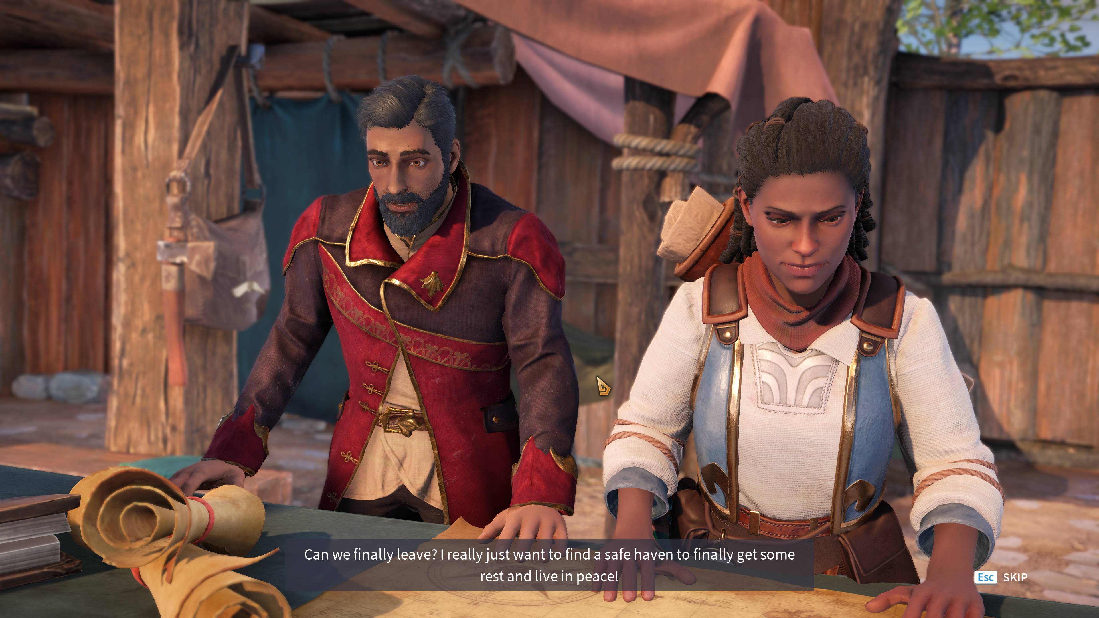 Two characters from The Settlers talk about finding a peaceful place to live