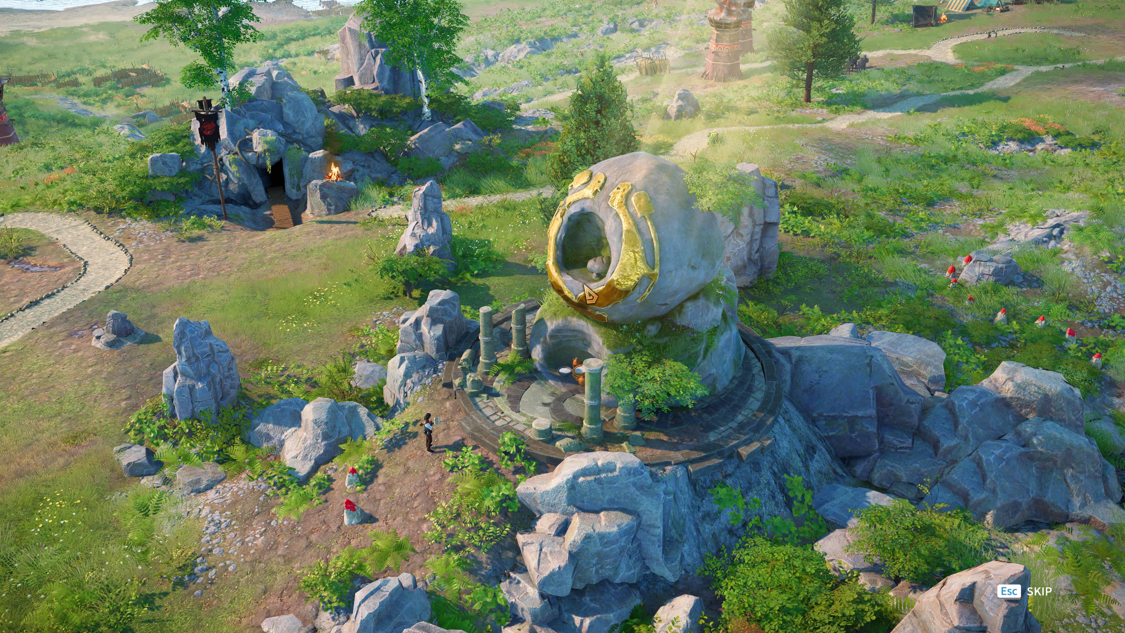 A stone monument in The Settlers