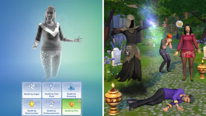 Ghostly Sims 4 Screenshots Showing CAS and Mourning