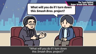 A still from Masahiro Sakurai's video discussing the development of the Smash Bros. series.