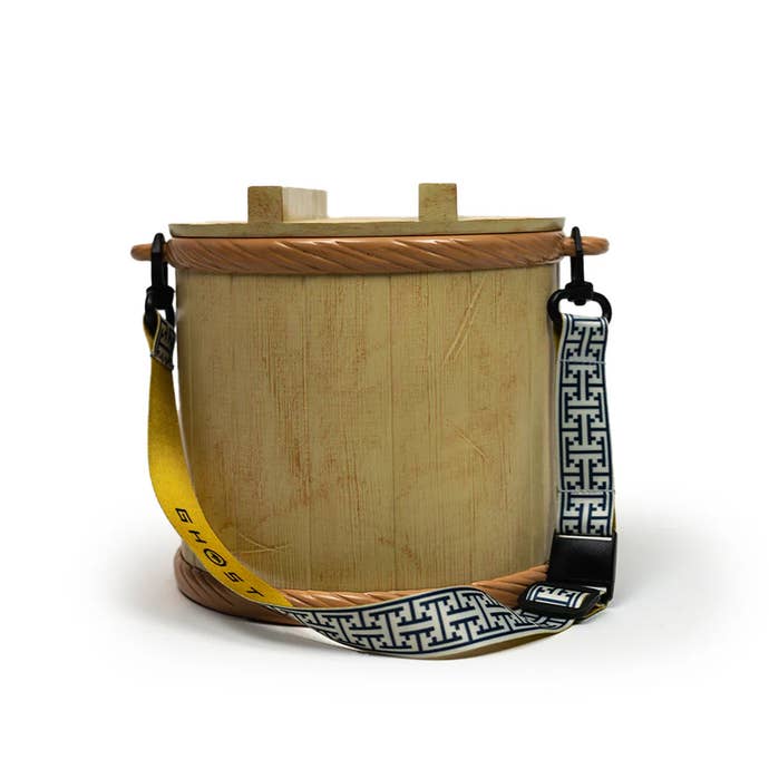 The back of the Ghost of Yotei popcorn bucket