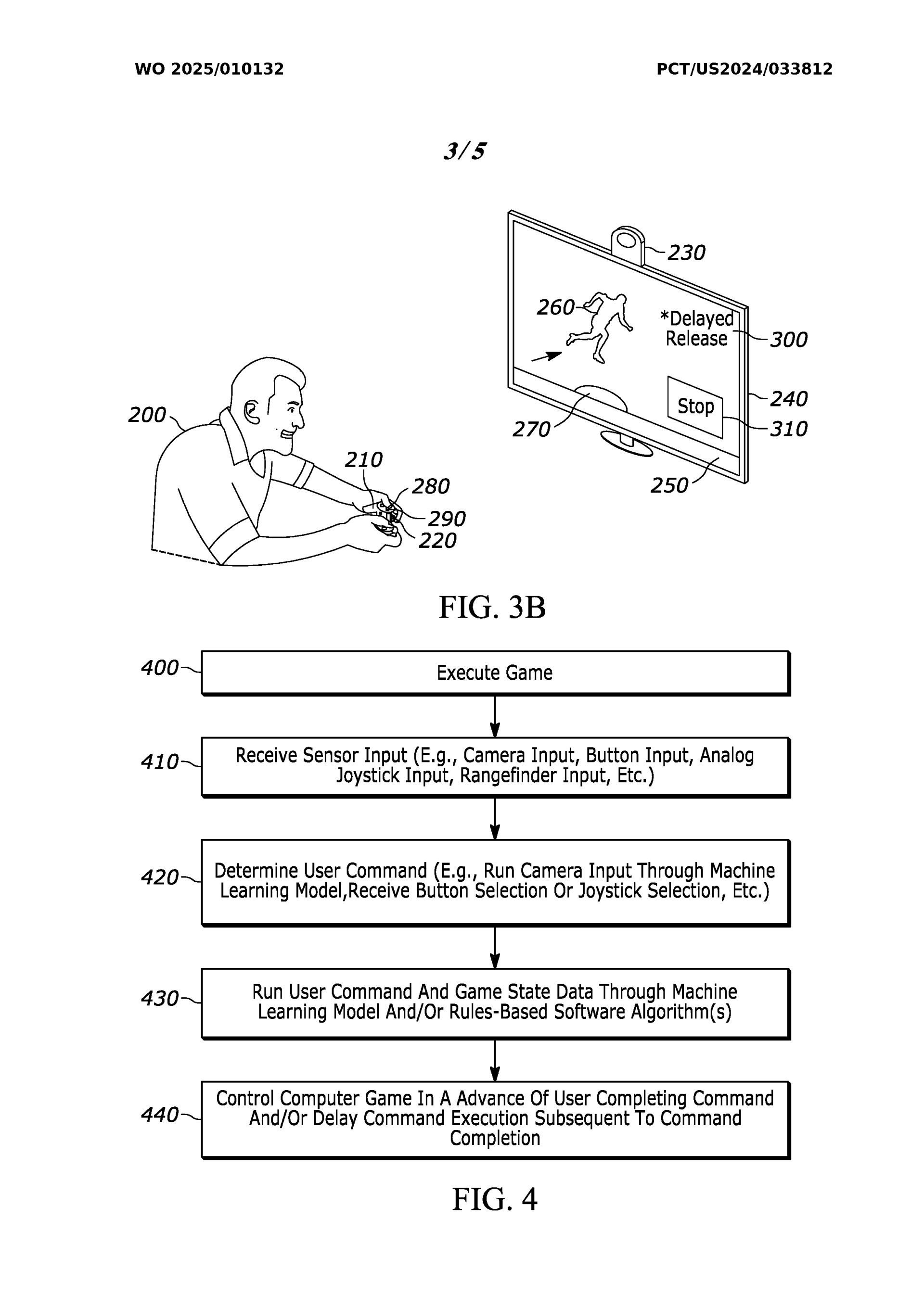 Sony patent image showing drawn screen with camera and player with controller