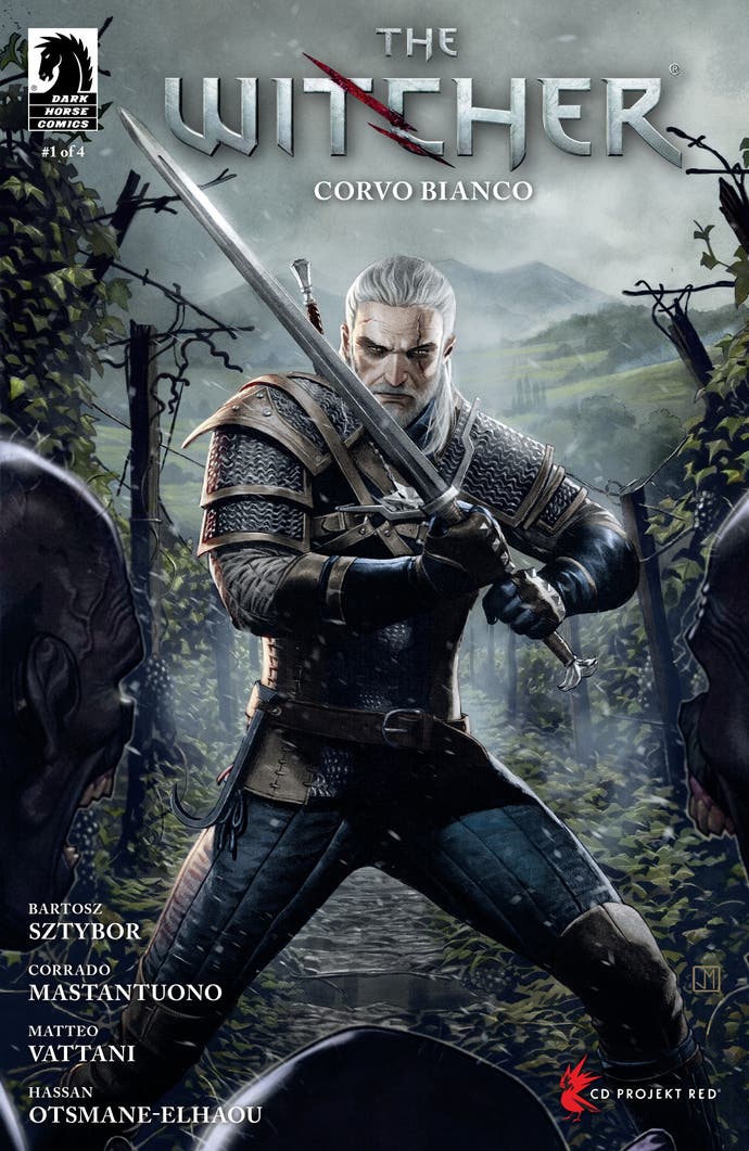 Geralt on the cover of upcoming comic The Witcher Corvo Bianco