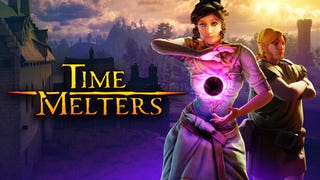 A witch conjures a magical orb and fixes us with her gaze in this art for Timemelters.