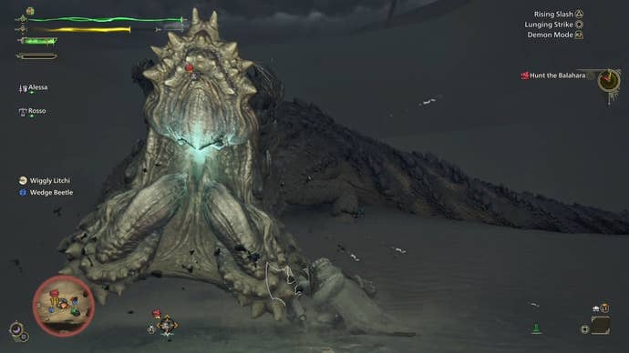 A Balahara showing its open mouth in Monster Hunter Wilds.