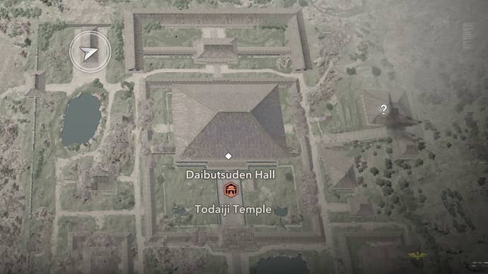 Map view of a Lost Page location at Todaiki Temple in Assassin’s Creed Shadows.