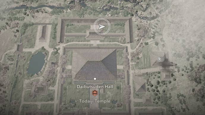 Map view of a Lost Page location at Todaiki Temple in Assassin’s Creed Shadows.