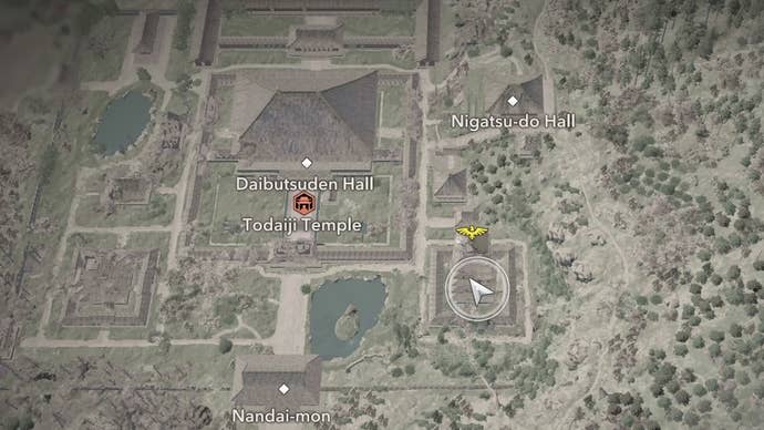 Map view of a Lost Page location at Todaiki Temple in Assassin’s Creed Shadows.