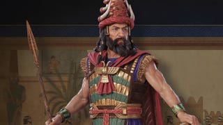 A Hittite commander stands proudly with his spear in Total War: Pharaoh.