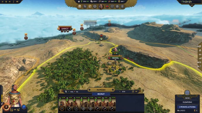 The campaign map in Total War: Pharaoh