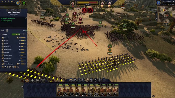 A desert battle scene in Total War: Pharaoh