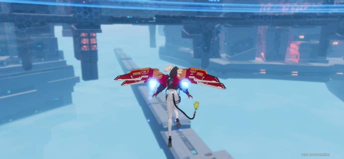 Shiro uses the Jetpack Relic in Tower of Fantasy.