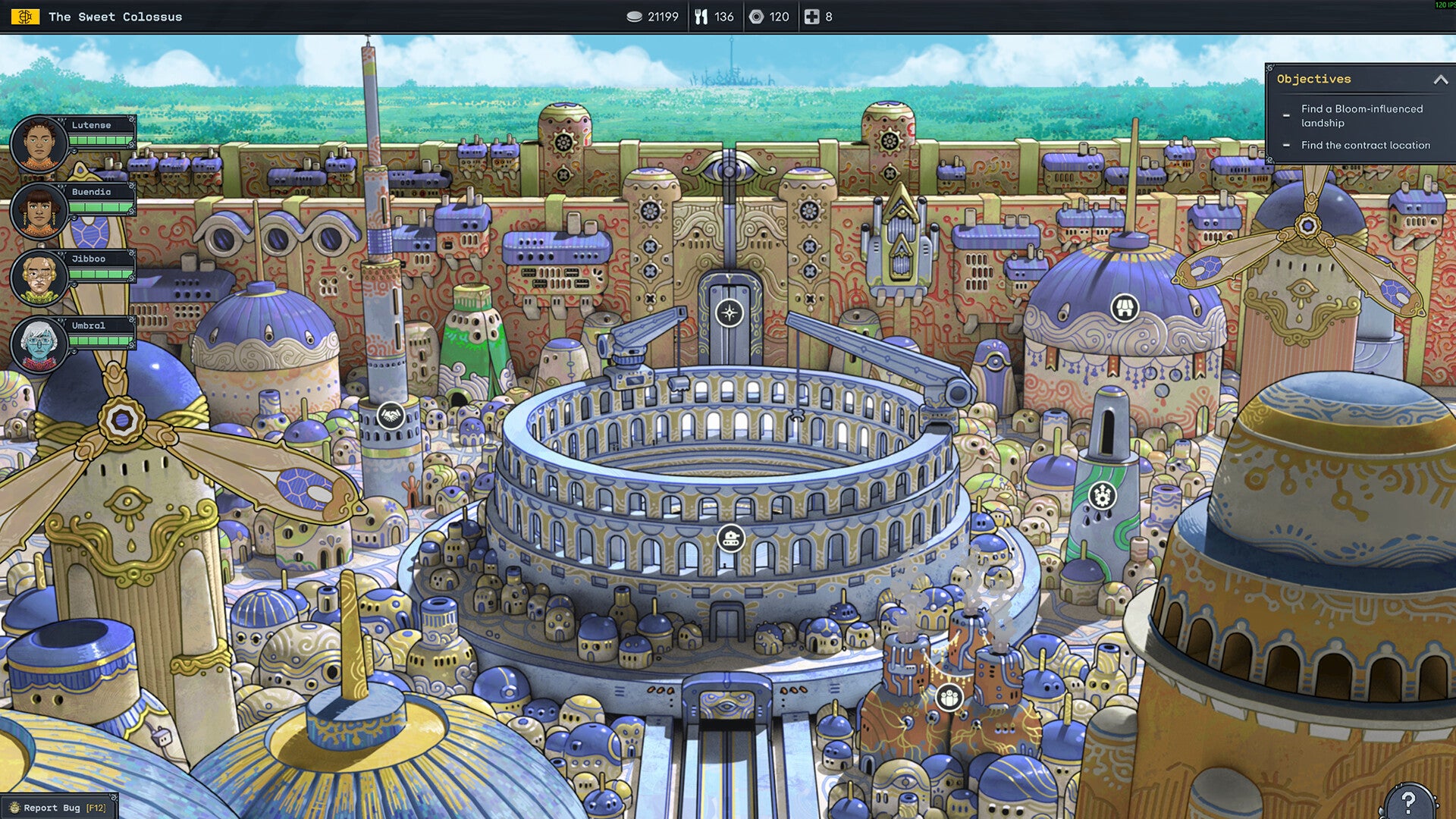 A colourful city of domes, arenas and archways, surrounded by a wall. From Trailblazers: Into the March.