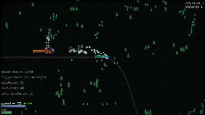 A train chugging in Trainatic.